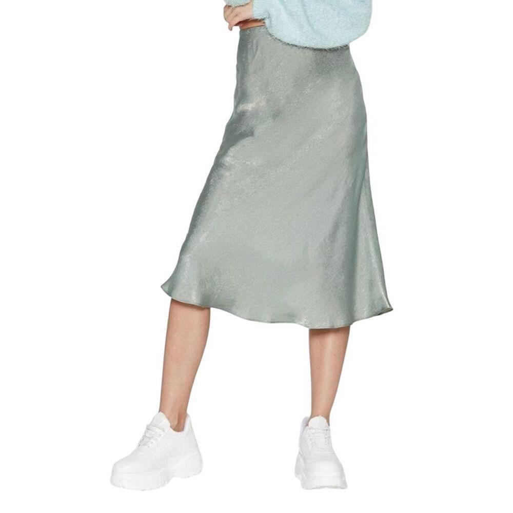 Nasty Gal Satin Maxi Skirt Sage Green Size 6 NWT Festival Preppy Y2K